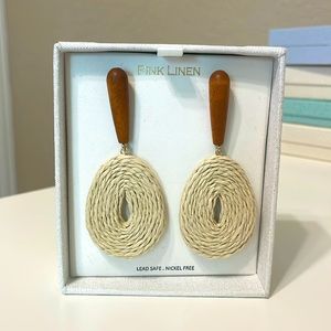 Pink Linen Natural Earrings